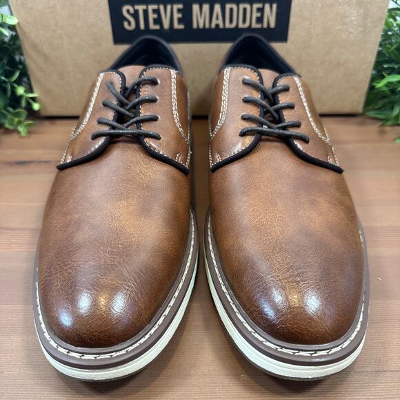 Steve Madden Men\'s P-Jansen Cognac Oxfords Shoes Size 8 main image 4